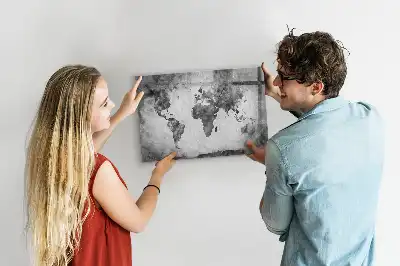 Magnetic glass dry erase board world map decorative design