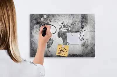 Magnetic glass dry erase board world map decorative design