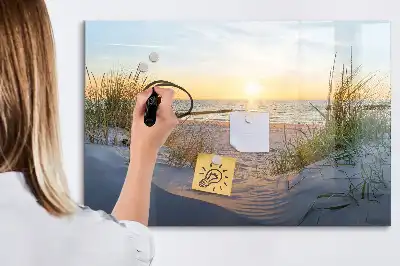 Magnetic glass dry erase board sunset on the beach design