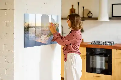 Magnetic glass dry erase board sunset on the beach design