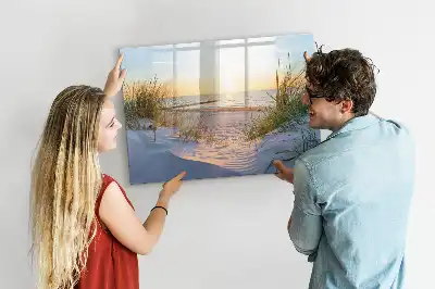 Magnetic glass dry erase board sunset on the beach design