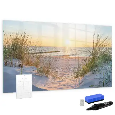Magnetic glass dry erase board sunset on the beach design