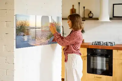 Magnetic glass dry erase board sunset on the beach design