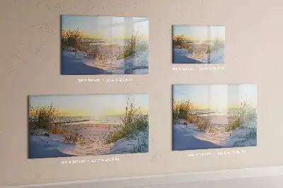 Magnetic glass dry erase board sunset on the beach design