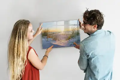 Magnetic glass dry erase board sunset on the beach design