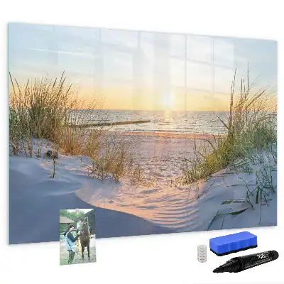 Magnetic glass dry erase board sunset on the beach design