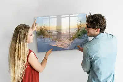 Magnetic glass dry erase board sunset on the beach design
