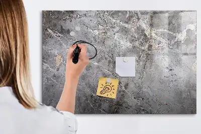 Magnetic glass dry erase board with a marble pattern