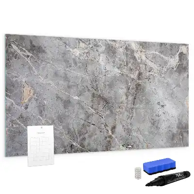 Magnetic glass dry erase board with a marble pattern