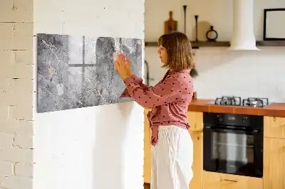 Magnetic glass dry erase board with a marble pattern