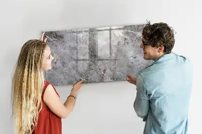 Magnetic glass dry erase board with a marble pattern