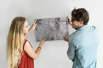 Magnetic glass dry erase board with a marble pattern