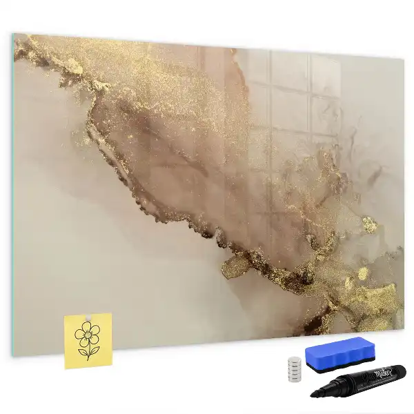 Magnetic marker board in gold marble