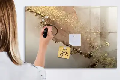 Magnetic marker board in gold marble