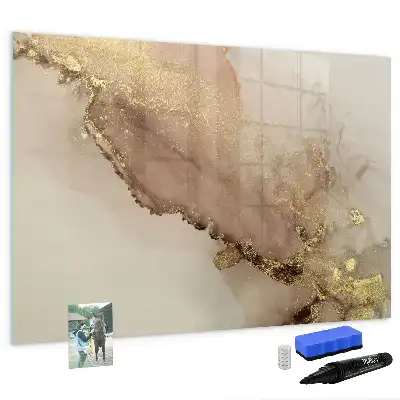 Magnetic marker board in gold marble
