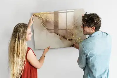 Magnetic marker board in gold marble
