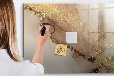 Magnetic marker board in gold marble