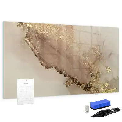 Magnetic marker board in gold marble