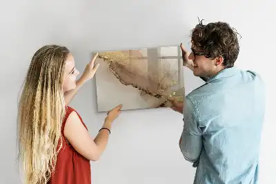 Magnetic marker board in gold marble