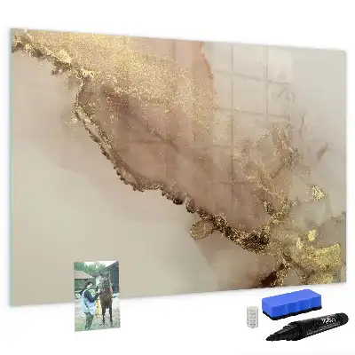 Magnetic marker board in gold marble