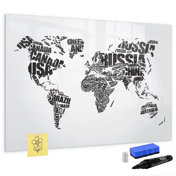 Magnetic marker board world map design