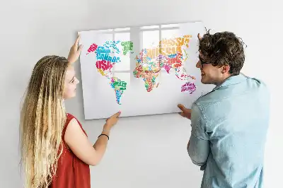 Magnetic glass dry erase board with colorful country names