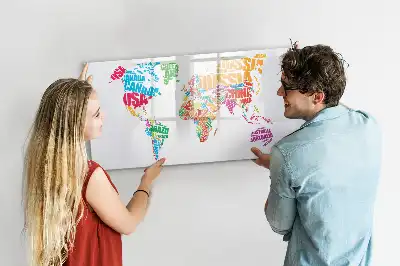 Magnetic glass dry erase board with colorful country names
