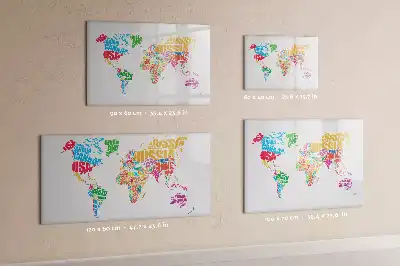 Magnetic glass dry erase board with colorful country names