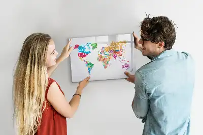 Magnetic glass dry erase board with colorful country names