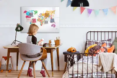 Magnetic glass dry erase board with colorful country names