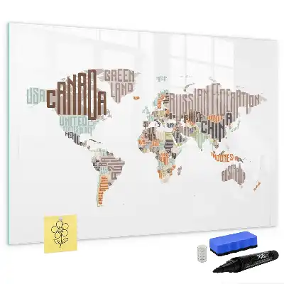 Magnetic marker board with colorful letter map design