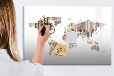 Magnetic marker board with colorful letter map design