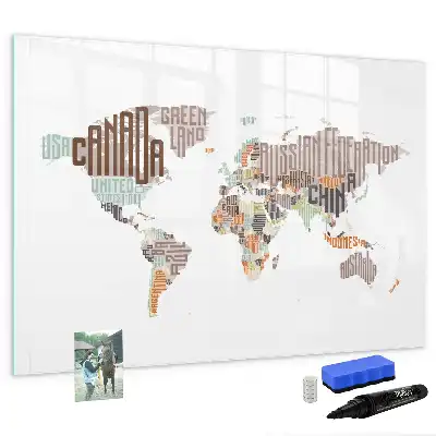 Magnetic marker board with colorful letter map design