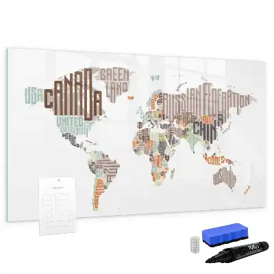 Magnetic marker board with colorful letter map design
