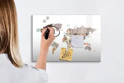 Magnetic marker board with colorful letter map design