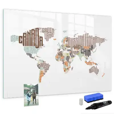 Magnetic marker board with colorful letter map design