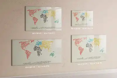 Magnetic glass dry erase board world map made of letters
