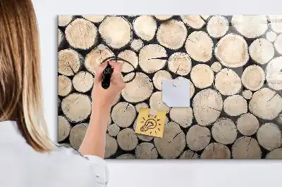 Magnetic marker board with a sawn tree trunk frame