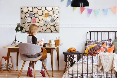 Magnetic marker board with a sawn tree trunk frame