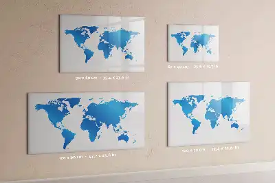 Magnetic glass dry erase board with world map print