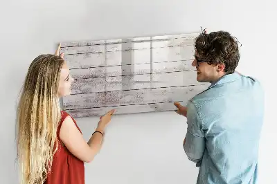 Magnetic glass dry erase board with wooden finish pattern