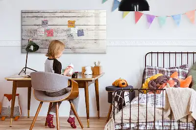 Magnetic glass dry erase board with wooden finish pattern