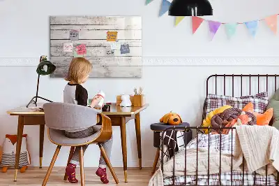 Magnetic glass dry erase board with wooden finish pattern
