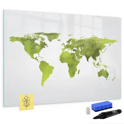 Magnetic marker board watercolor world map style