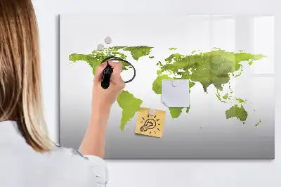 Magnetic marker board watercolor world map style