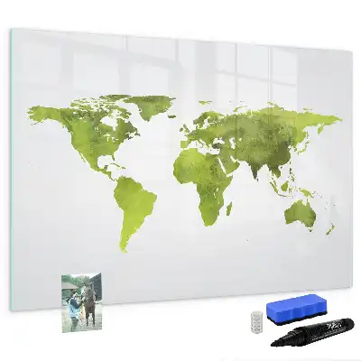 Magnetic marker board watercolor world map style