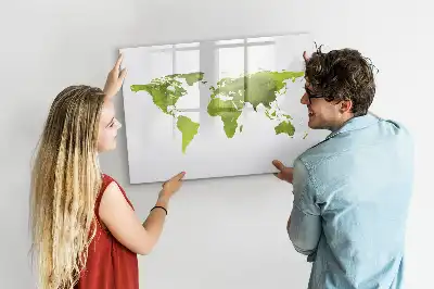 Magnetic marker board watercolor world map style