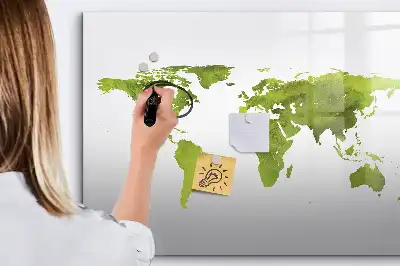 Magnetic marker board watercolor world map style