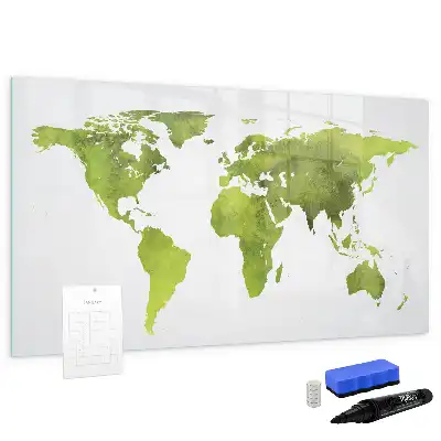 Magnetic marker board watercolor world map style