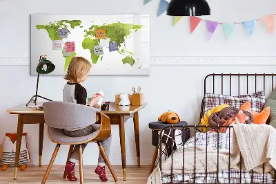 Magnetic marker board watercolor world map style